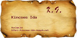 Kincses Ida névjegykártya